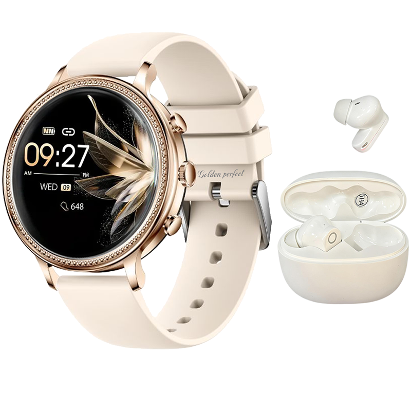 s-zoom.file_-374.png Golden Perfect Women's Smartwatch & Wireless Earbuds - Trendy & Smart - Image 1