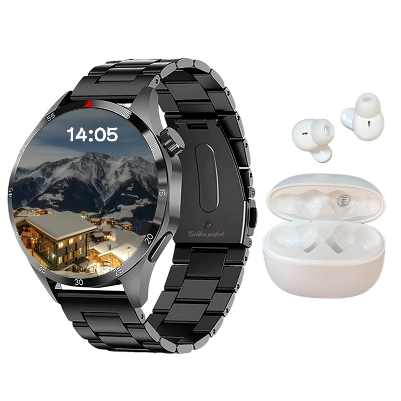s-zoom.file_-385.png Men's Smartwatch & Wireless Earbuds Business Combo Android & iOS Compatible - Image 1