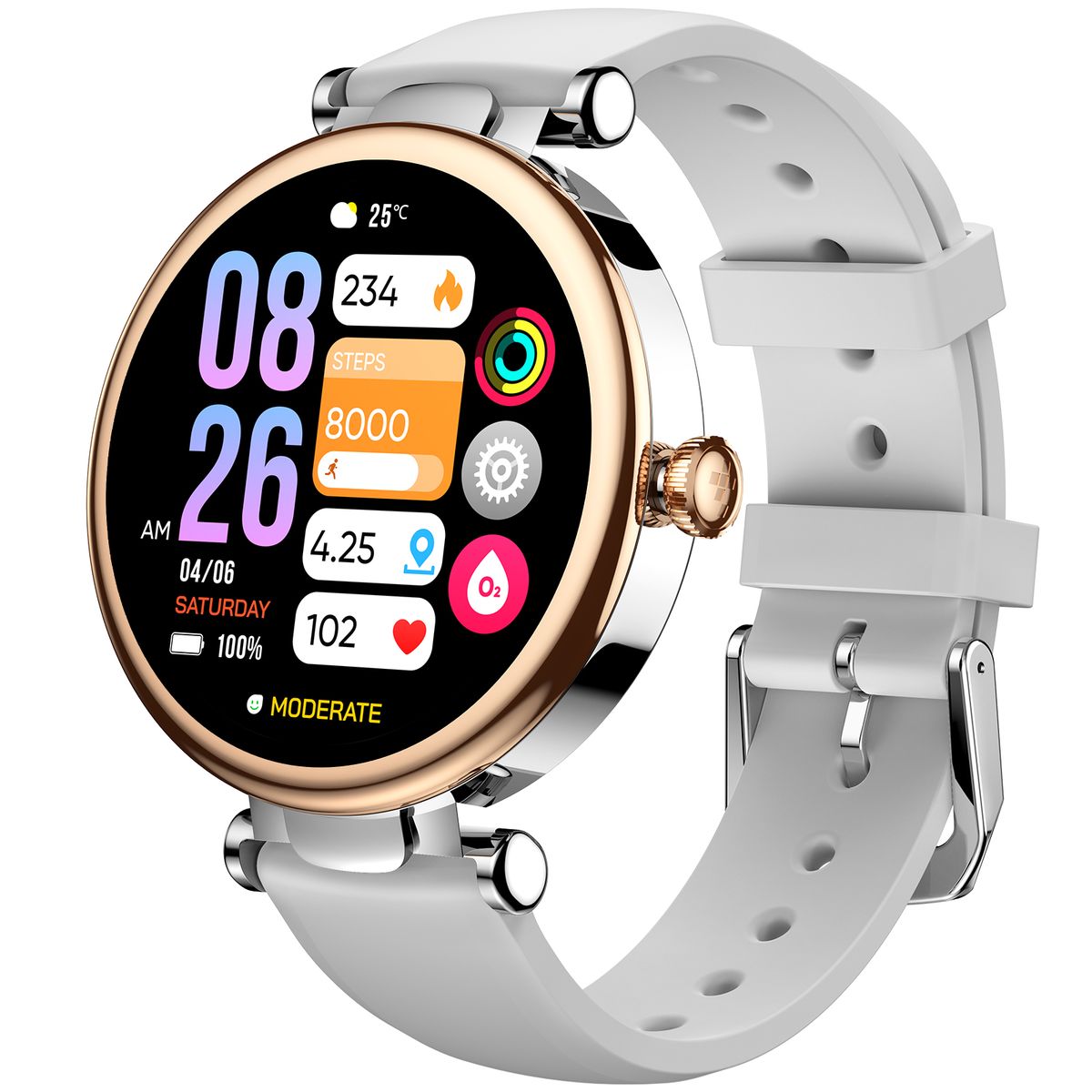 s-zoom.file_-388.jpg TOZO S8 AMOLED Smartwatch with Bluetooth Calling | White - Image 1