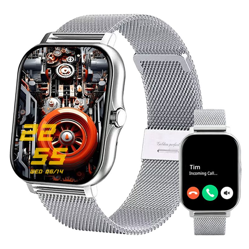 s-zoom.file_-392.png Android & iOS Compatible Women's 1.83" Smartwatch 120+ Sports Silver - Image 1