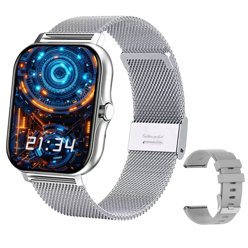 s-zoom.file_-395.png Android & iOS Compatible Women's 1.83" Smartwatch 120+ Sports HD Silver - Image 1