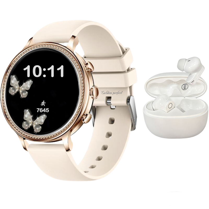 s-zoom.file_-422.png 1.39-Inch Women's Smartwatch & Earphones Gift Set with Dual Straps - Image 1