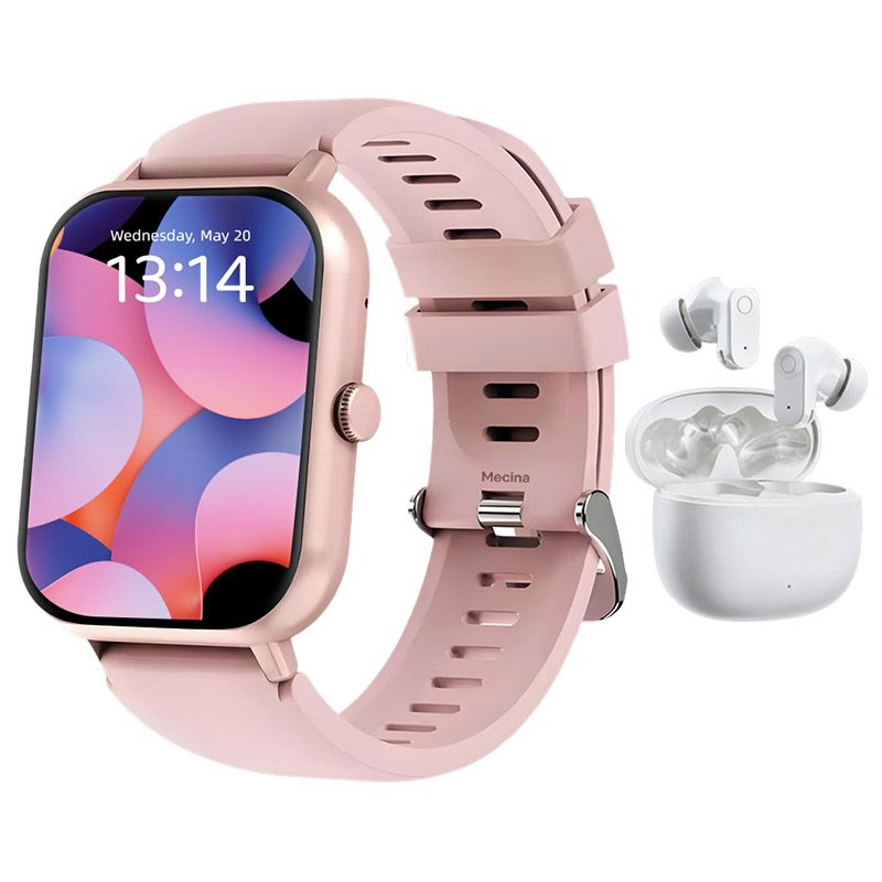s-zoom.file_-442.jpg Pink Women Smart Watch Earbuds Gift Set Android iOS - Image 1