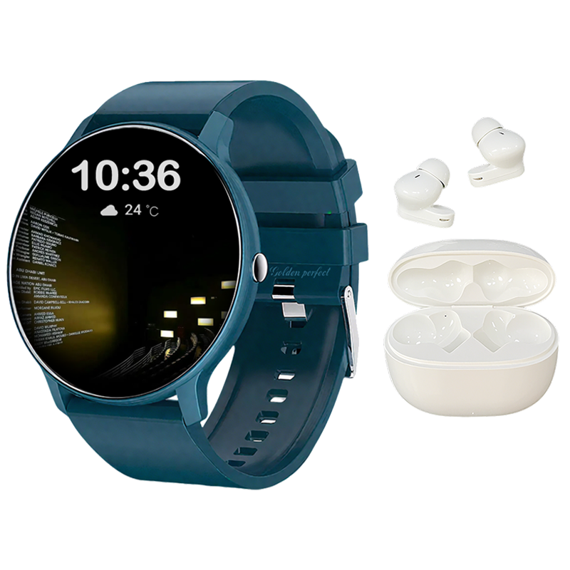 s-zoom.file_-457.png Golden Perfect Smartwatch for Man & Bluetooth Earbuds Sports Gift Set - Image 1