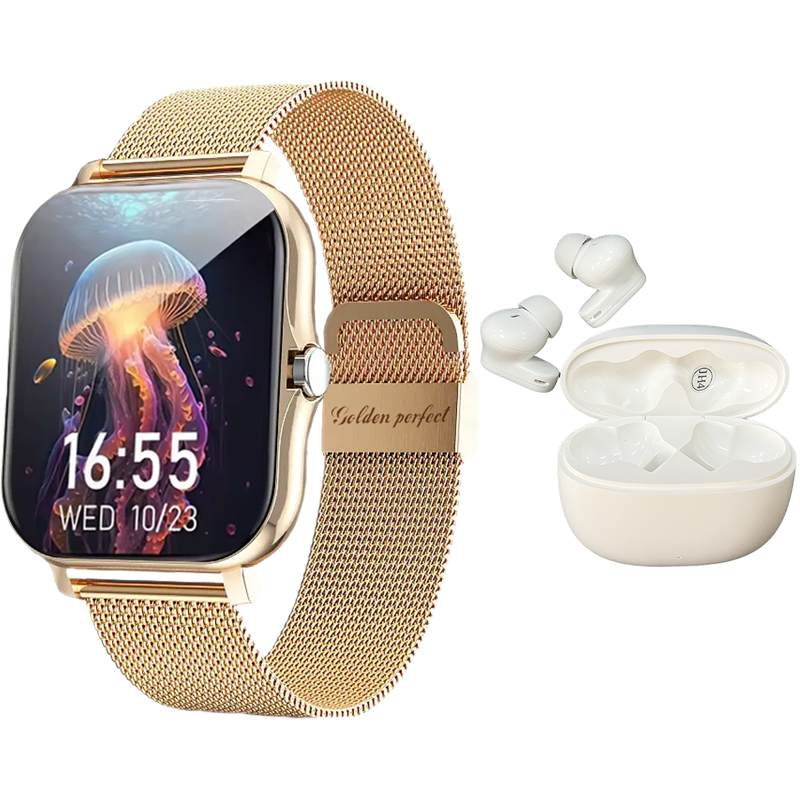 s-zoom.file_-458.png Golden Perfect Sports Smartwatch & Wireless Earbuds Set - Fitness Combo - Image 1
