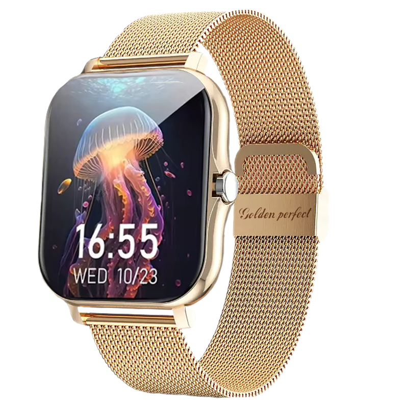 s-zoom.file_-463.png Golden Perfect Women's Smartwatch - Dual Strap Bluetooth Gift Watch - Image 1
