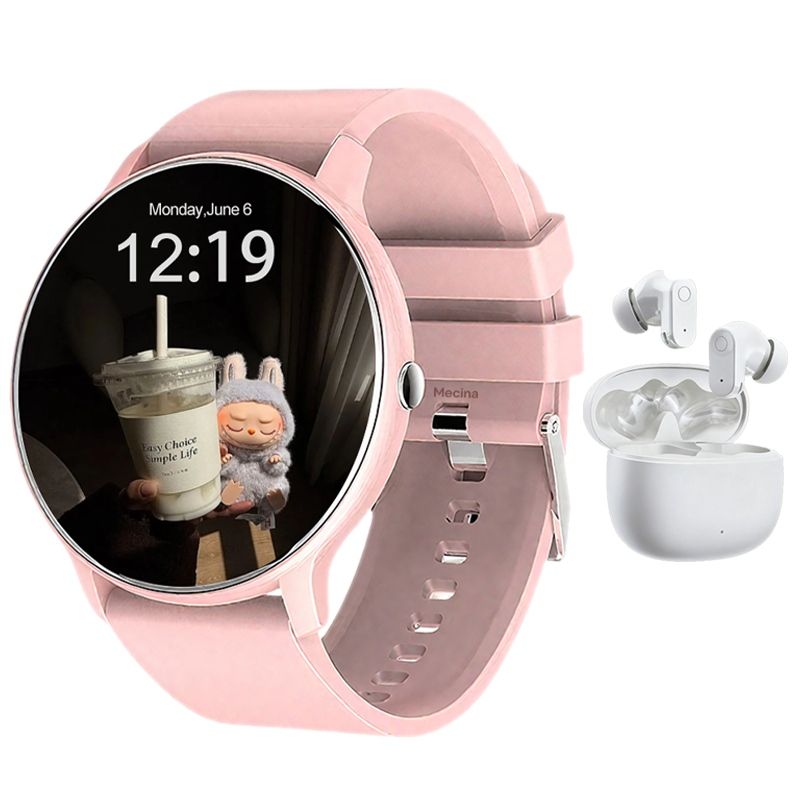 s-zoom.file_-473.jpg Smartwatch for Women 1.28" AMOLED with Auto-Pair Bluetooth Earbuds - Image 1