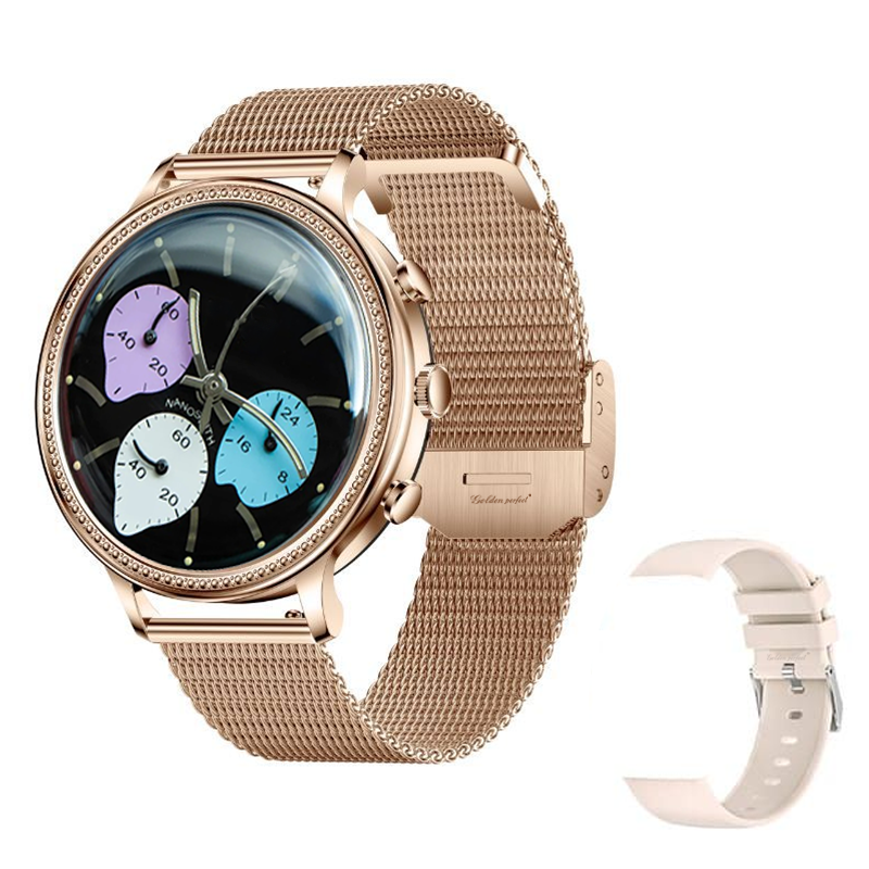 s-zoom.file_-477.png Golden Perfect Smartwatch for Women,Fitness,Calls & 2 Interchangeable Bands - Image 1