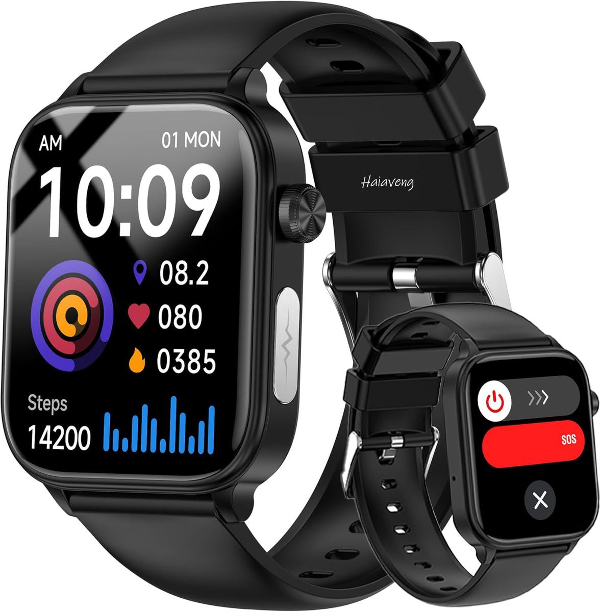 s-zoom.file_-489.jpg Smart Watch for Men Women,IP68 Waterproof Sports & Fitness Tracking Black - Image 1