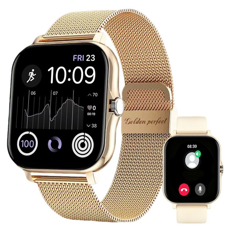 s-zoom.file_-501.jpg Women's 1.83" HD Rose Gold Smartwatch Dual-Strap Fitness Watch 120+ Sports - Image 1