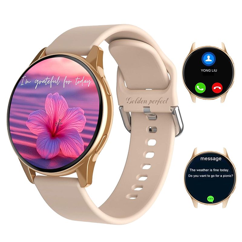 s-zoom.file_-502.jpg 100+ Sports Smartwatch for Women 1.52" AMOLED HD Rose Gold Fitness Pro - Image 1