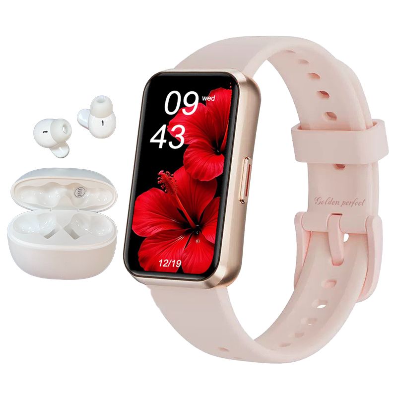 s-zoom.file_-526.jpg Smartwatch for Women & Auto-Pair Earphones Gift Set - 100+ Sports - Image 1