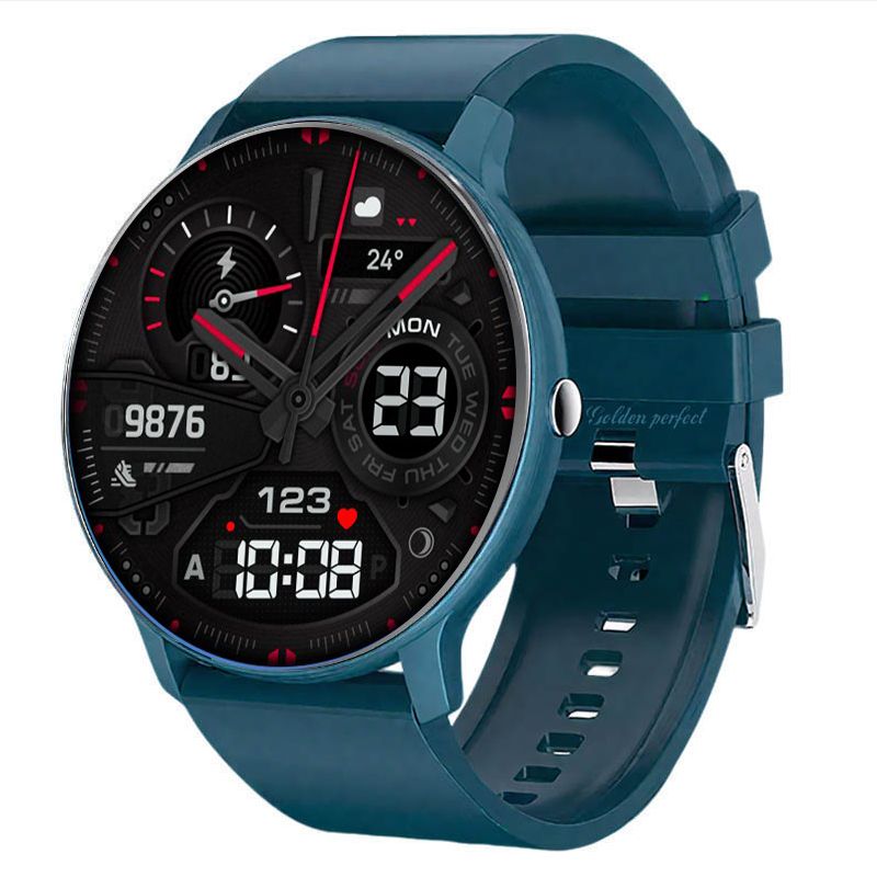 s-zoom.file_-553.jpg Men's Smartwatch with Deep Blue Strap - 1.28" HD Fitness Tracker - Image 1