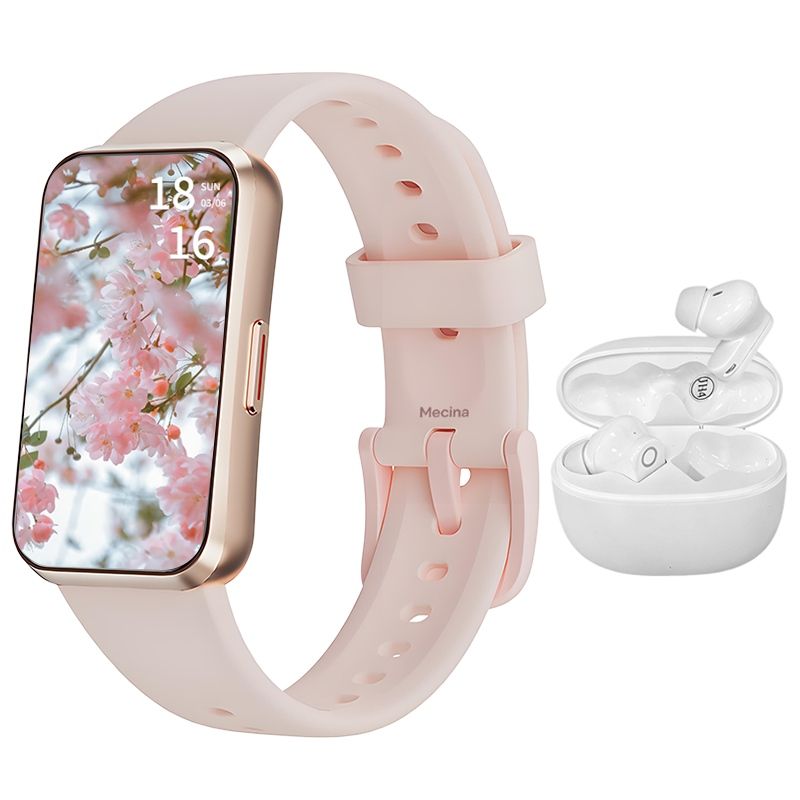 s-zoom.file_-640.jpg Pink Smartwatch for Women GPS Fitness Tracker with Wireless Earbuds - Image 1