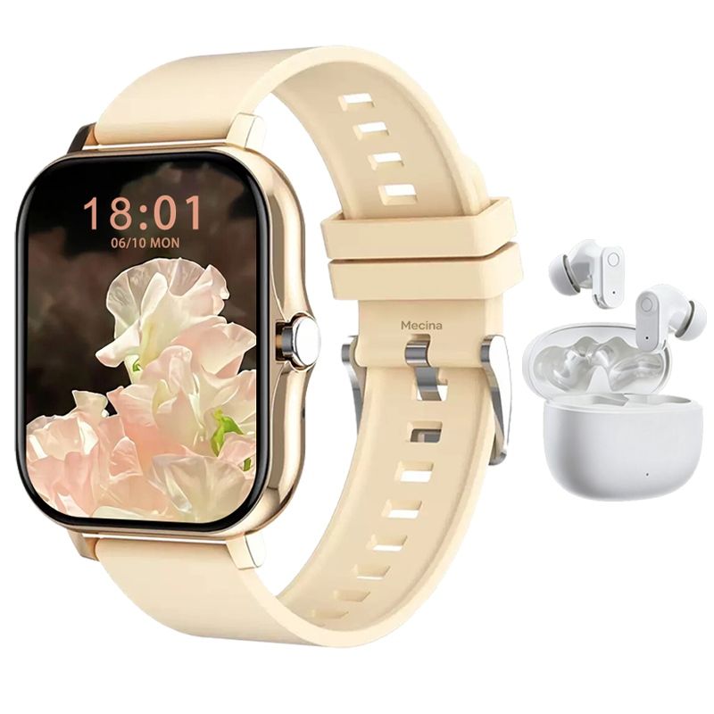 s-zoom.file_-654.jpg Pink Smartwatch Earbuds Set for Women 1.83" Dual Straps 100+ Sports - Image 1
