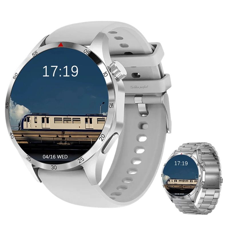 s-zoom.file_-691.jpg Golden Perfect Silver Smartwatch - Clean Minimal Case with Two Wear Styles - Image 1