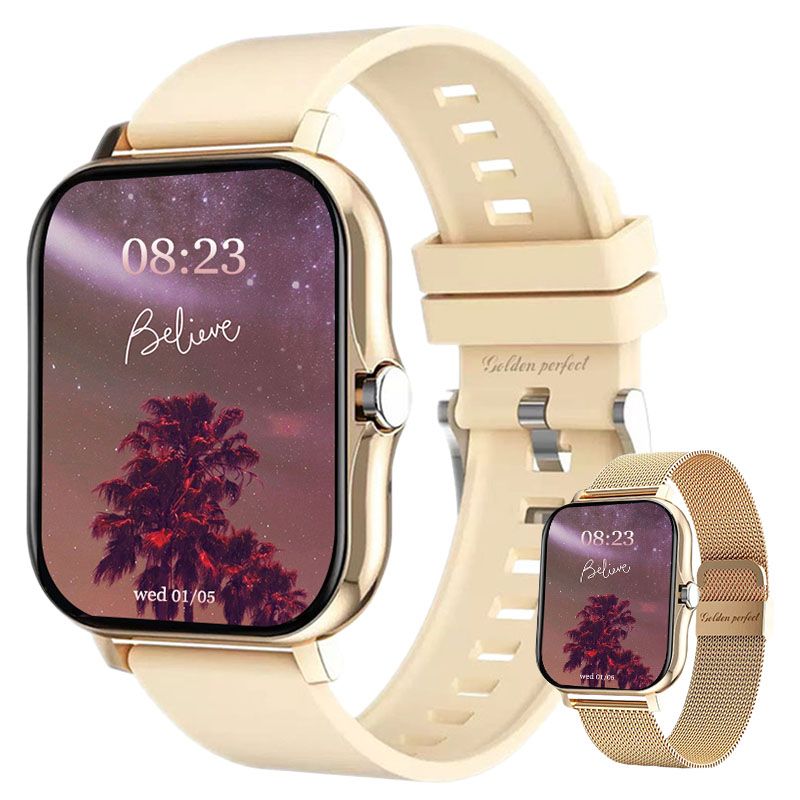 s-zoom.file_-735.jpg Women's Gift Smartwatch Android & iOS Compatible 1.83" Rose Gold Square - Image 1