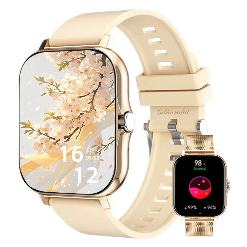 s-zoom.file_-808.jpg Women's Square Smartwatch Android & iOS Compatible 1.83" Rose Gold Style - Image 1