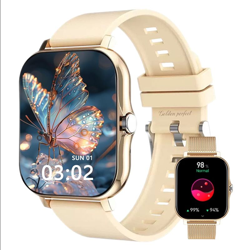 s-zoom.file_-812.jpg Women's Smart Watch Android & iOS Compatible 1.83" Rose Gold Steps Fitness - Image 1