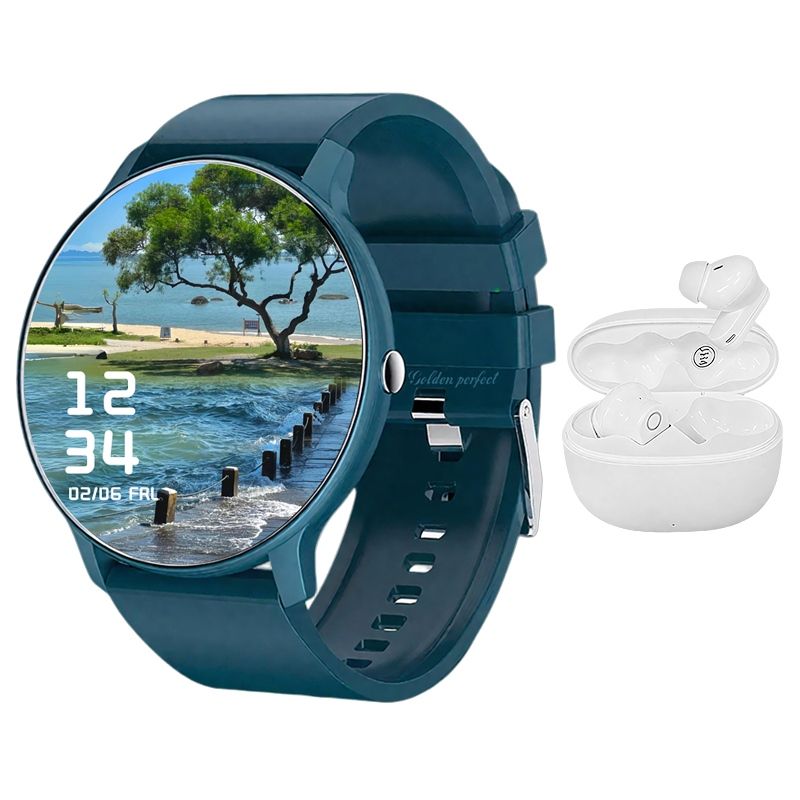 s-zoom.file_-820.jpg Golden Perfect Gym Smart Watch & Earphones Set | Fitness Tracker Bluetooth - Image 1