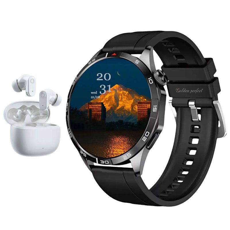 s-zoom.file_-853.jpg Men's Lifestyle Smartwatch & Bluetooth Earphones Set 1.43" HD Dual-Strap - Image 1