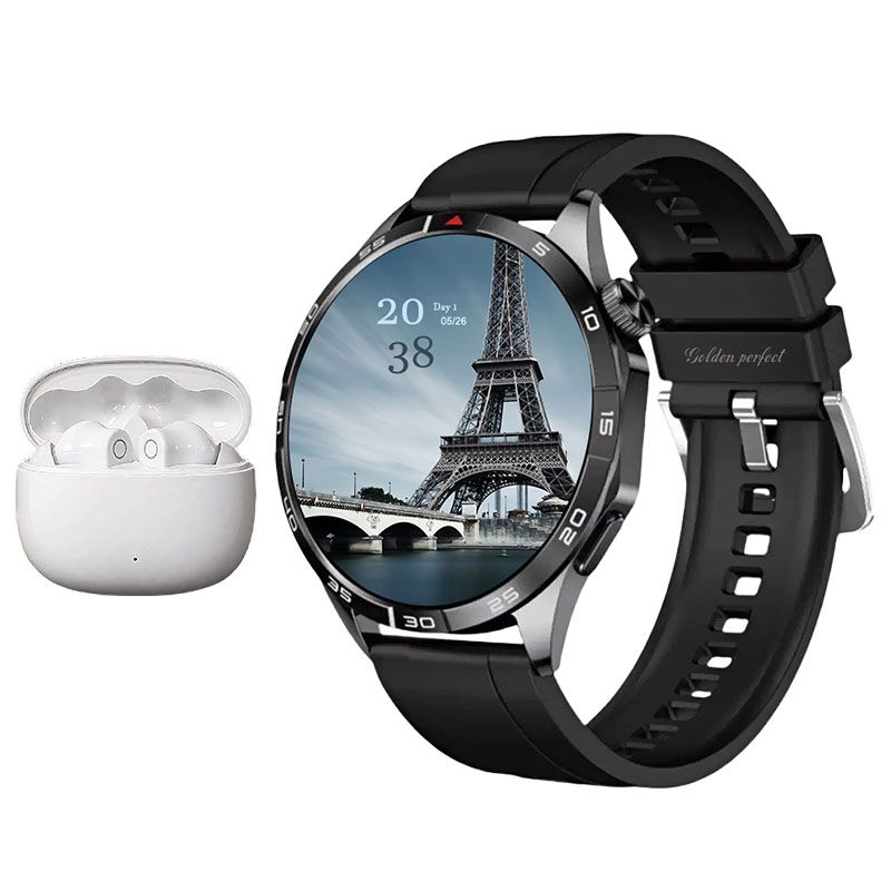 s-zoom.file_-854.jpg Men's Smartwatch & Bluetooth Earphones Value Set 1.43" HD Dual-Strap - Image 1
