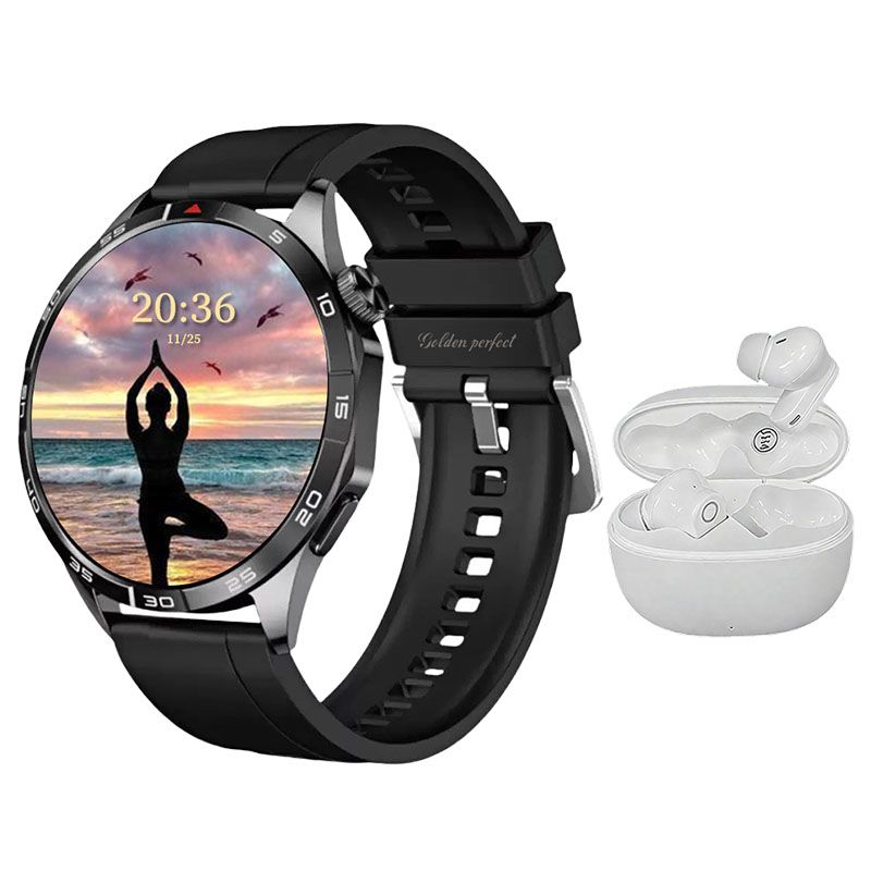 s-zoom.file_-855.jpg Men's Smartwatch & Bluetooth Earphones Starter Set 1.43" HD Dual-Strap - Image 1