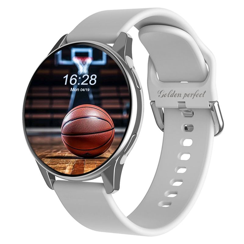 s-zoom.file_-856.jpg Men's Smartwatch Android & iOS Compatible 1.52" Silver Round Sports Watch - Image 1