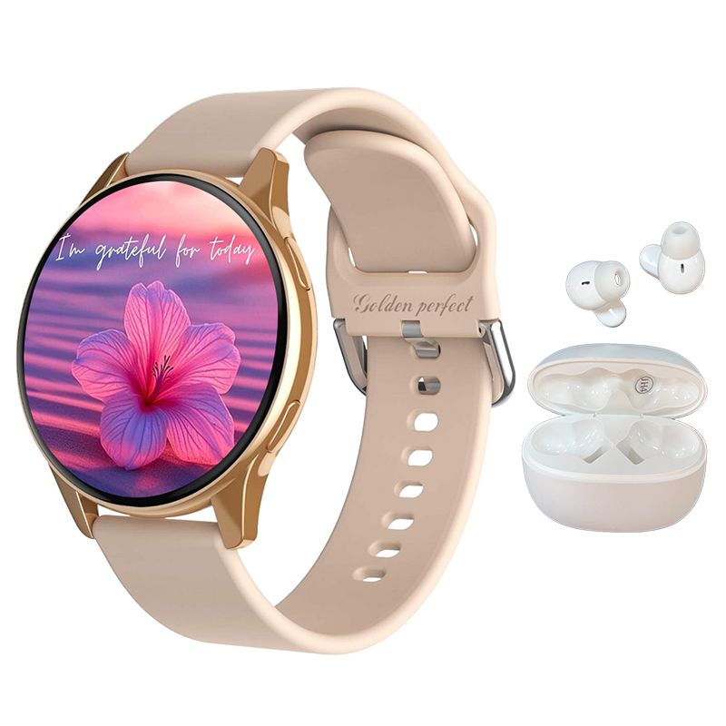 s-zoom.file_-871.jpg Android & iOS Compatible Women's Smartwatch & Earphones Minimalist Design - Image 1