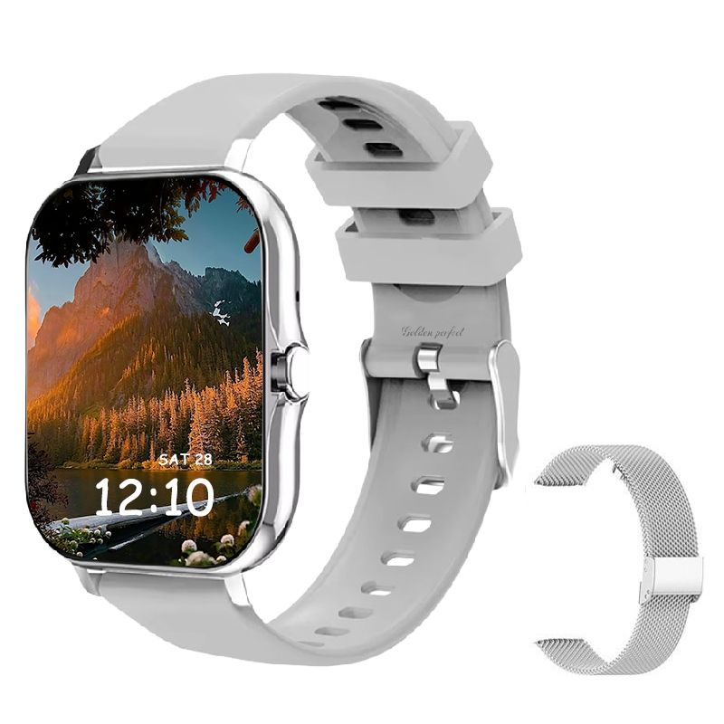 s-zoom.file_-919.jpg Compatible with Android & iOS Square Smartwatch for Men 1.83" Silver Edit - Image 1