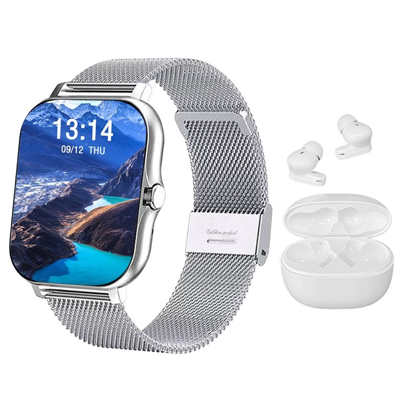 s-zoom.file_-923.jpg Smartwatch 1.83" Dual Strap & Bluetooth Earphones Value Set for Women - Image 1
