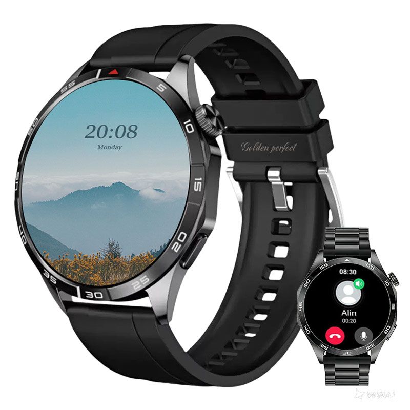 s-zoom.file_-970.jpg Smartwatch for Men 1.43" Round Dual Strap Easy Daily Watch with Weather - Image 1