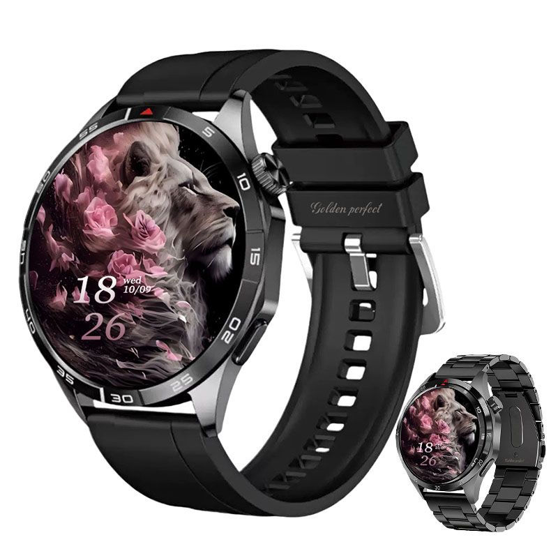 s-zoom.file_-971.jpg Smartwatch for Men 1.43" Round Dual Strap Daily Watch with Weather - Image 1
