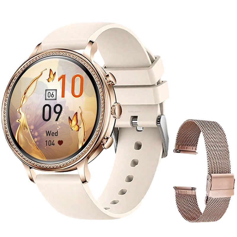 s-zoom.file_-976.jpg Women's Smartwatch Dual Strap Set 45mm HD Fitness Tracker Bluetooth Watch - Image 1