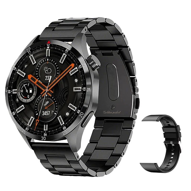 s-zoom.file_-987.jpg Golden Perfect Men's Smartwatch-Black All-Day Watch for Calls, Fitness - Image 1