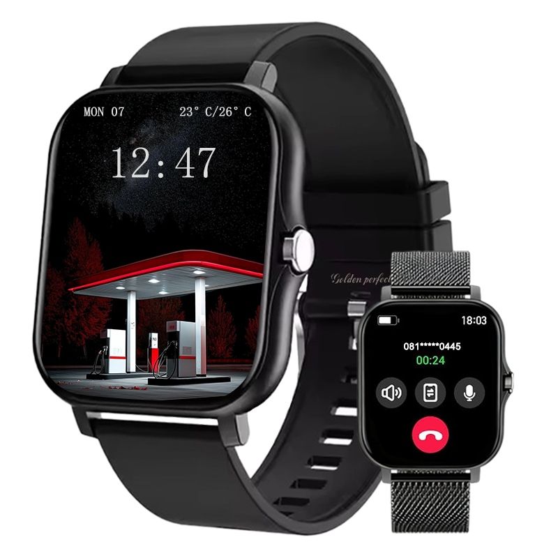 s-zoom.file_-989.jpg Black Dual Strap Smartwatch for Students 1.83" HD Fitness Watch 120+ Modes - Image 1