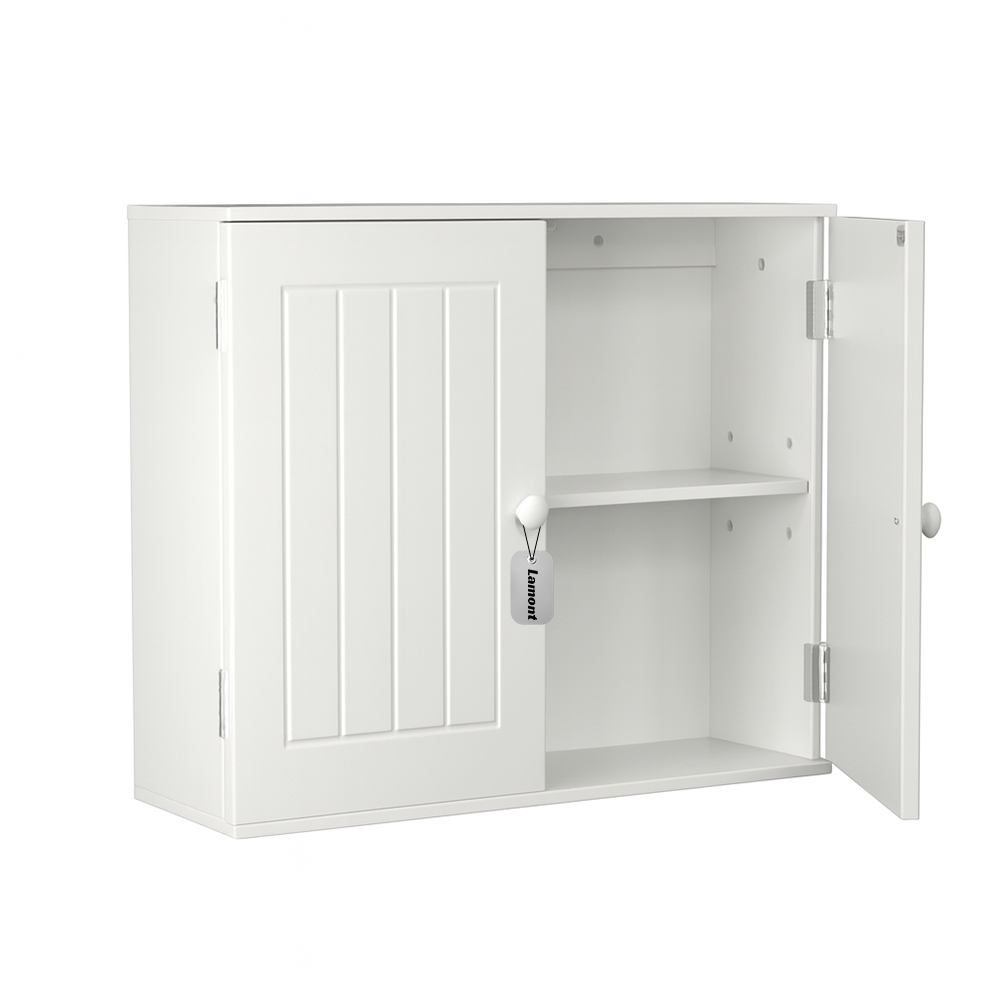 s-zoom.filetakealot-100057504-1.png Lamont 2-Door Wood Storage Organizer Wall Mounted Bathroom Cabinet - Image 1