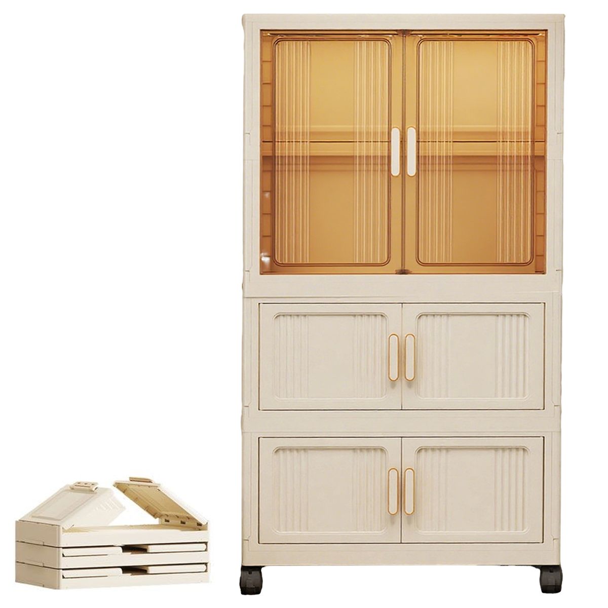 s-zoom.filetakealot-100260993-1.jpg 4Tiers Stackable Storage Cabinet Organizer with Wheels for Home & Office - Image 1