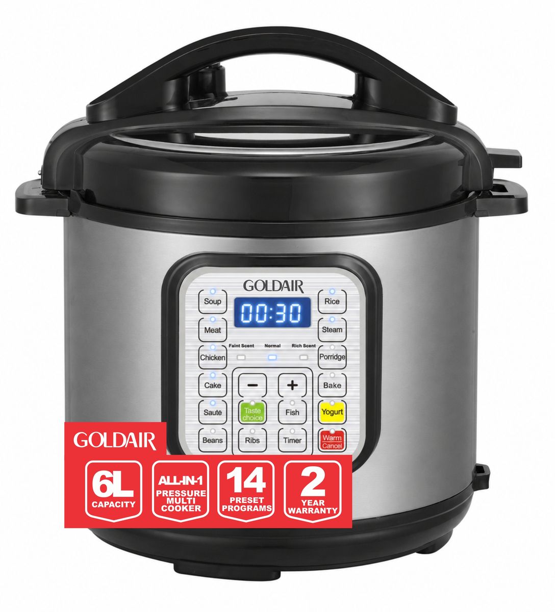 s-zoom.filetakealot-100269597-1.jpg Goldair 6 Litre All-in-One Electric Pressure Multi Cooker - GEPC-600 - Image 1