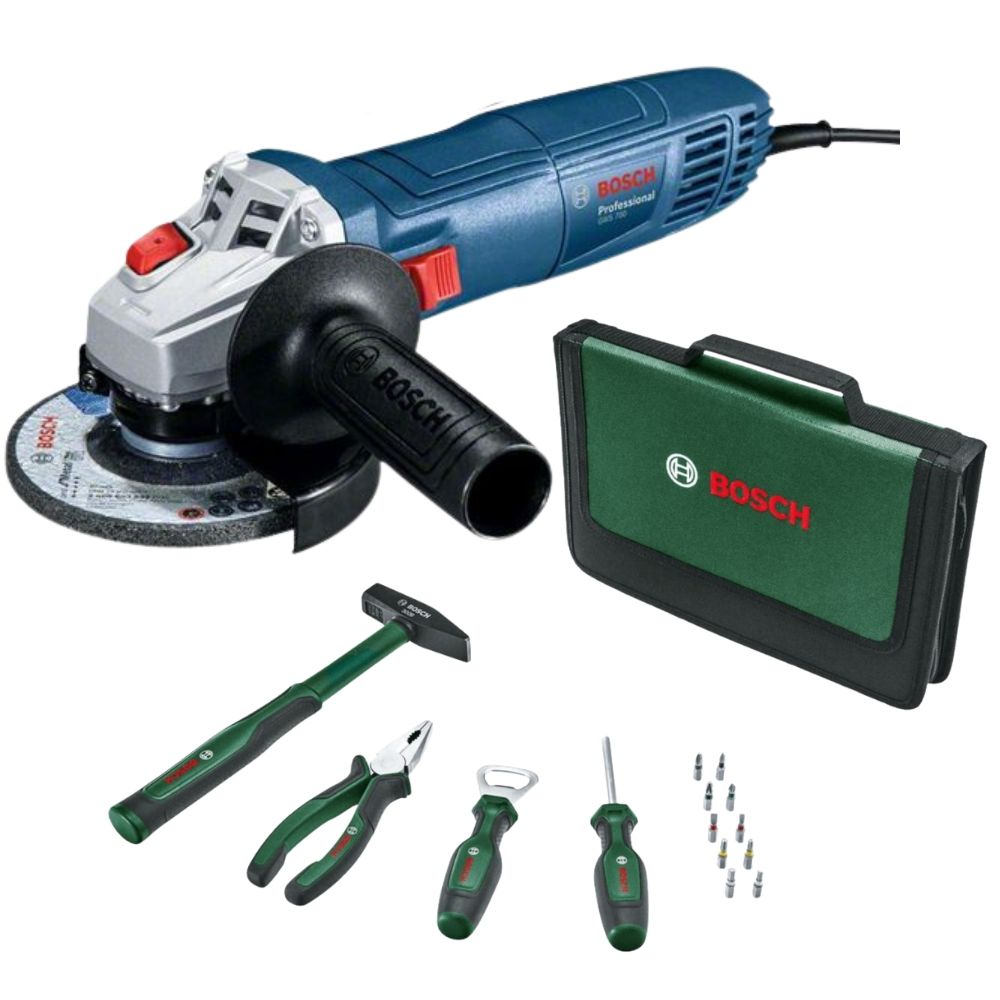 s-zoom.filetakealot-100276709-1.jpg Bosch - Corded Grinder (GWS 700) - 115mm with 14 Piece Hand Tool Set - Image 1