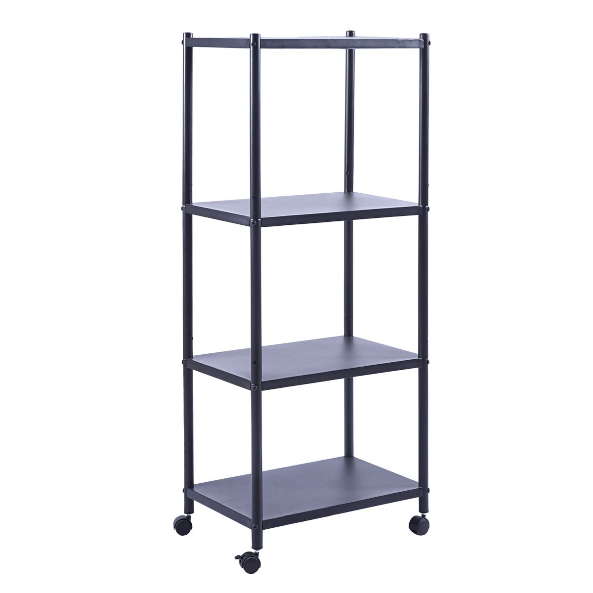 s-zoom.filetakealot-100368709-1.jpg 4-Tier Metal Storage Shelf with 360 Rolling Casters, Black Utility Cart - Image 1