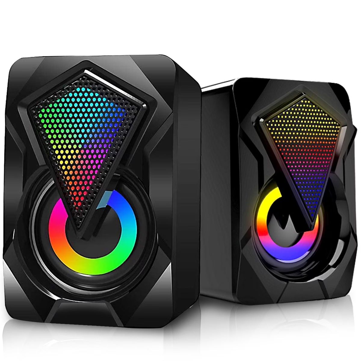 s-zoom.filetakealot-100563408-1.jpg Computer Speakers for Desktop or Laptop, 2.0 Stereo RGB PC Gaming Speakers - Image 1