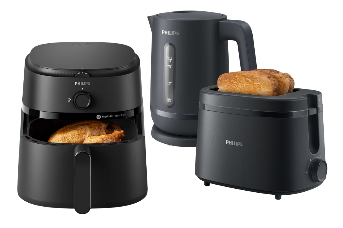 s-zoom.filetakealot-100769460-1.png Philips Modern Kitchen Trio - Matte Black Airfryer, Kettle & Toaster Set - Image 1