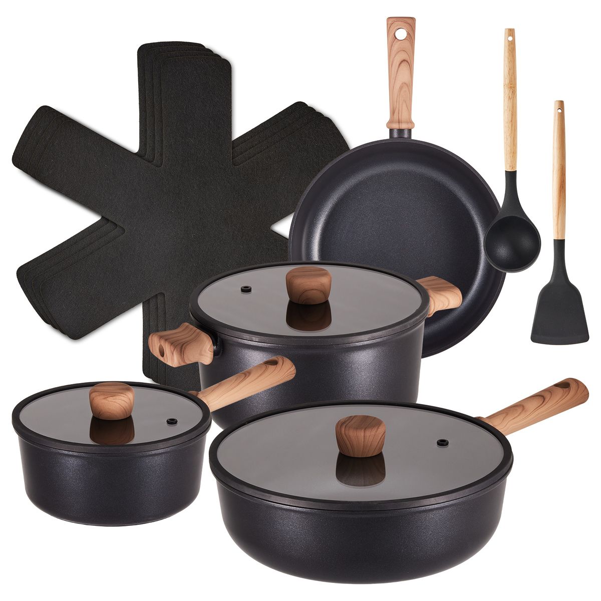 s-zoom.filetakealot-100774708-1.jpg Chenshia 13pc Cookware Set Titanium Non-stick Pots & Pans Modern Kitchen - Image 1