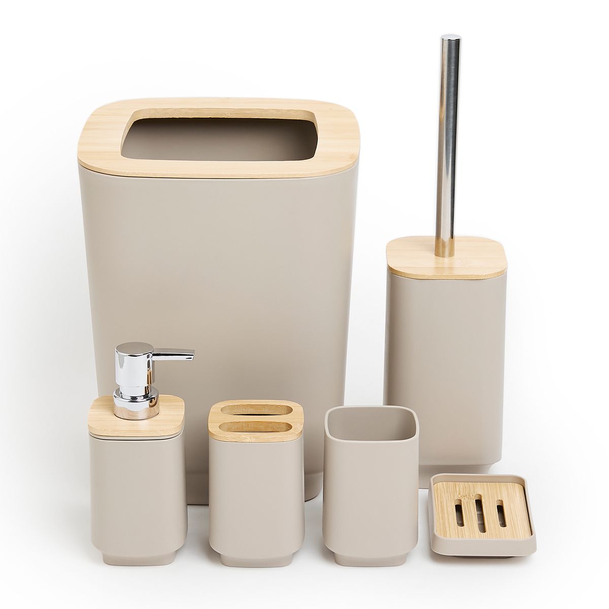 s-zoom.filetakealot-100972313-1.jpg G&M Chic 6 Piece Stone Bathroom Set with Bamboo Lids - Image 1