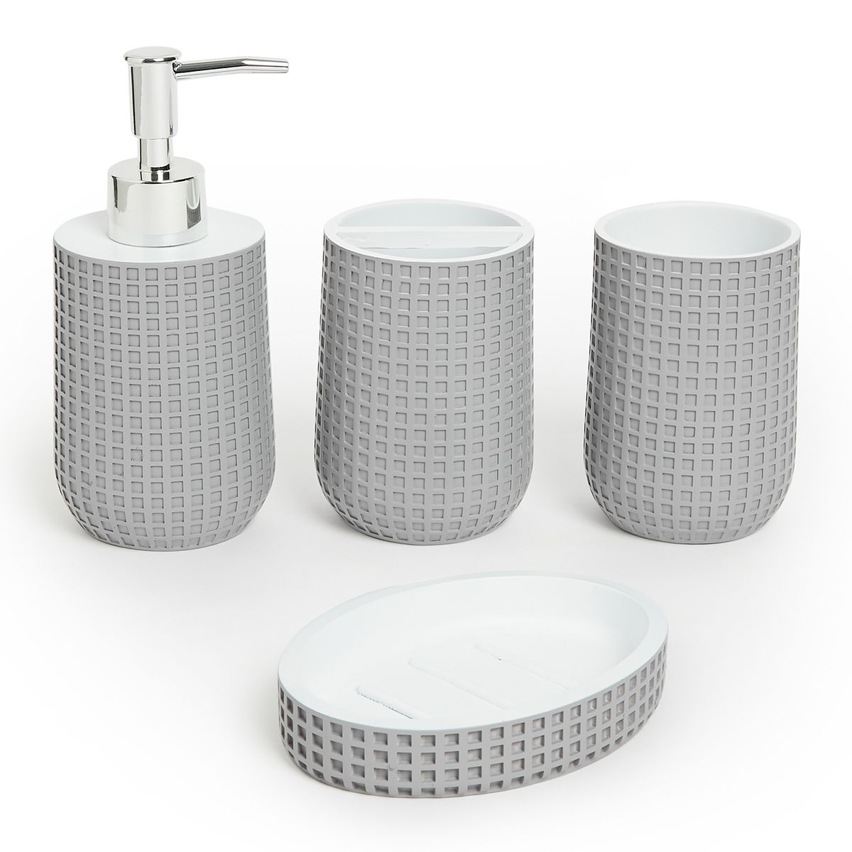s-zoom.filetakealot-100972320-1.jpg G&M Modern 4 Piece Grey Block Resin Bathroom Set - Image 1