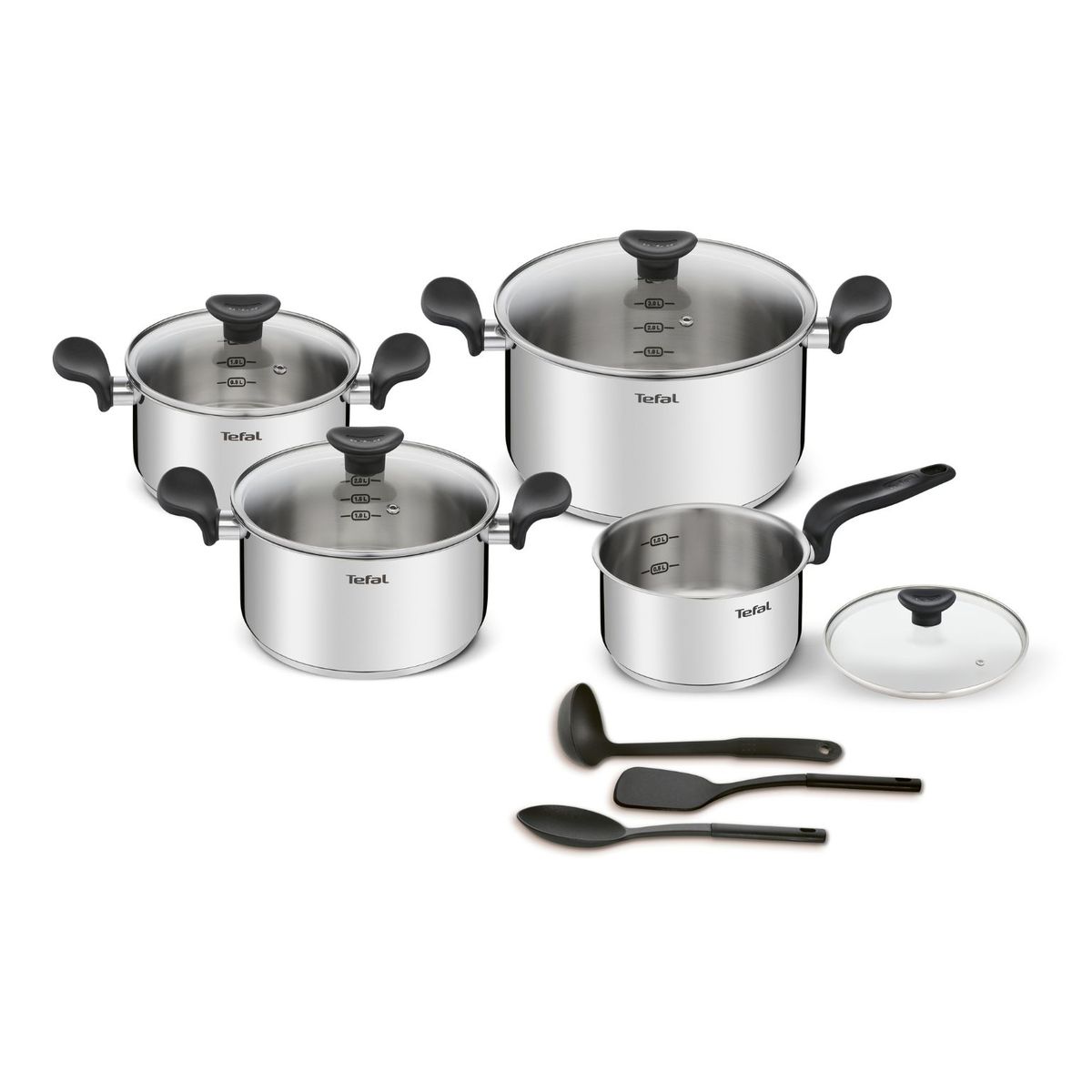 s-zoom.filetakealot-101020975-1.jpg Tefal Primary Stainless Steel Non-Stick 11 Piece Cookware Set - Image 1
