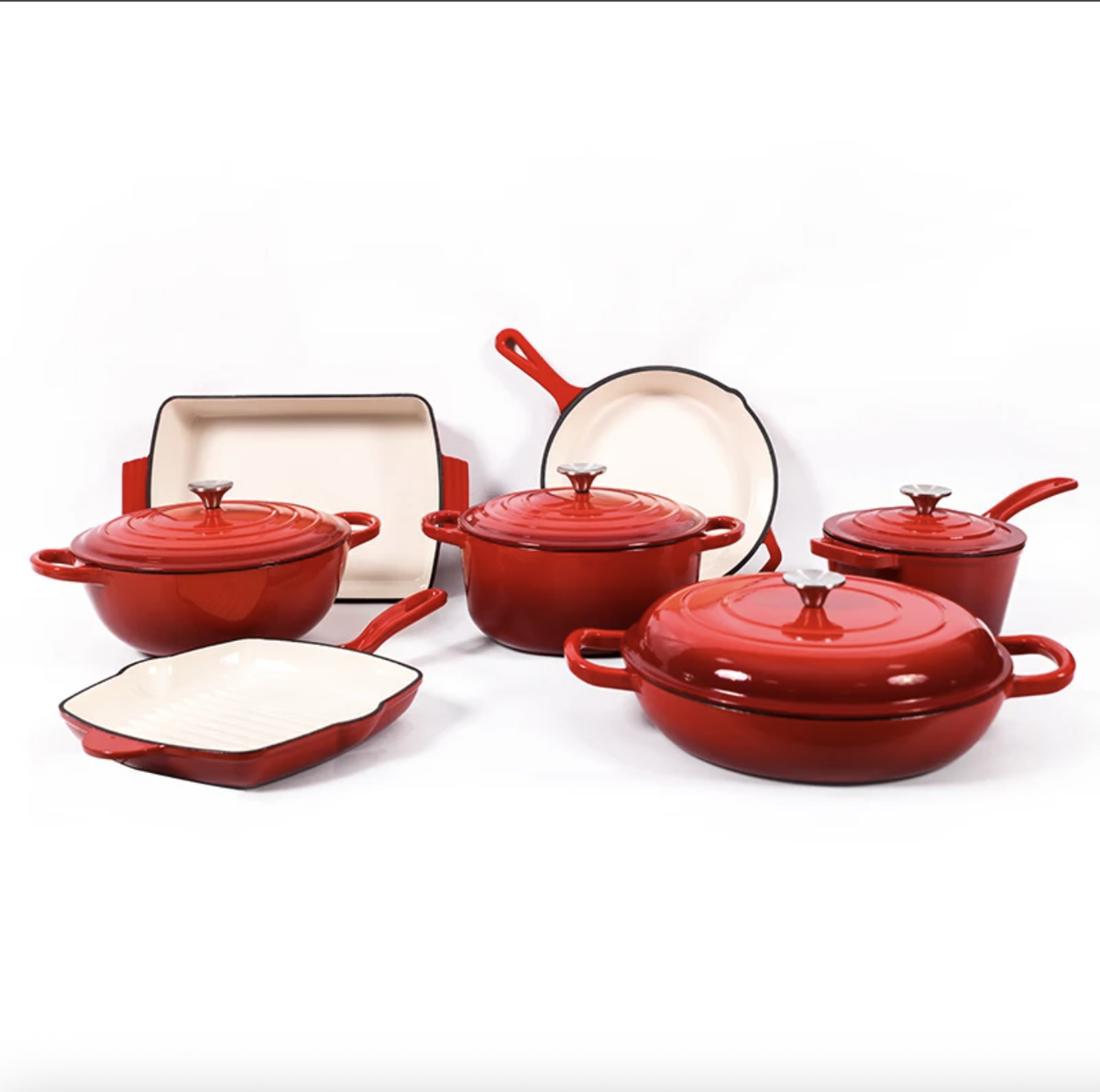 s-zoom.filetakealot-101096727-1.png H.L Cast Iron Enamel-11 Piece Pot Set - Image 1