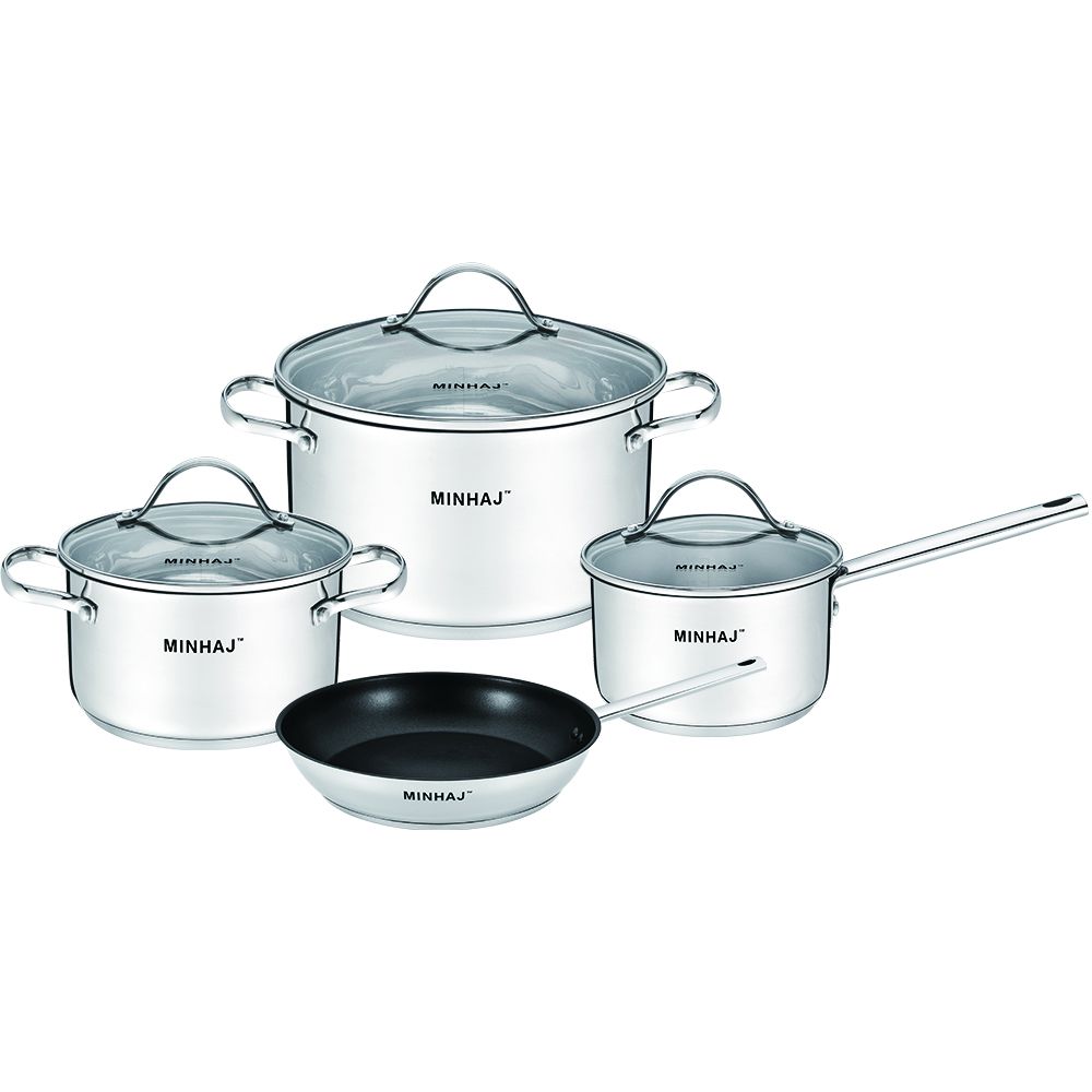 s-zoom.filetakealot-101266687-1.jpg Minhaj Homeware 5 Layer 7pc Stainless Steel Cookware Set - Image 1