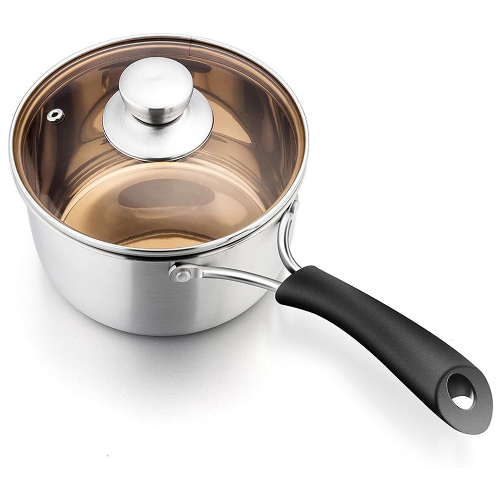s-zoom.filetakealot-101293535-1.jpg Stainless Steel Saucepan with Visible Lid 18cm Sauce Pot for Cooking - Image 1